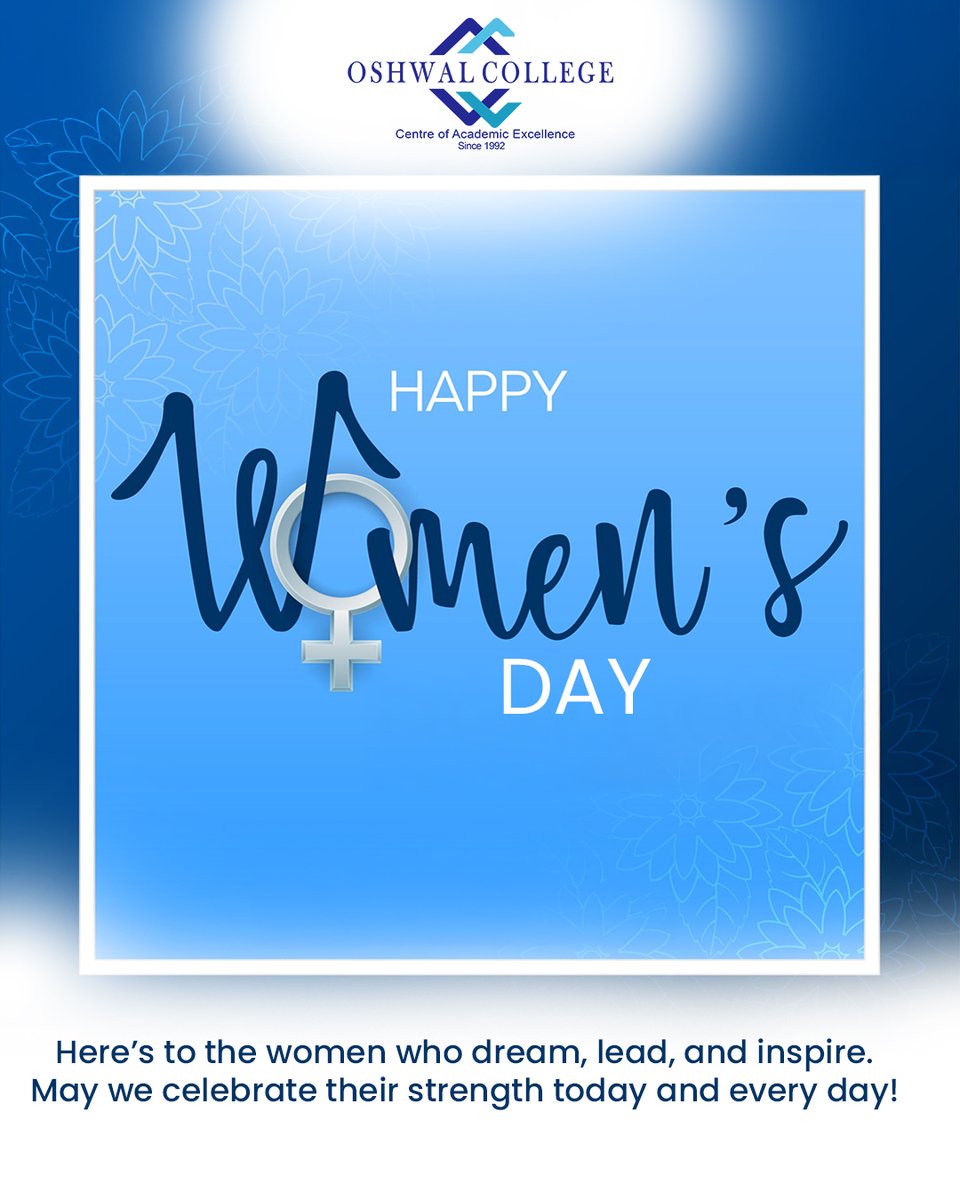 Celebrating the women who inspire, lead, and make a difference! 💜✨ This #IWD2025, we honor your strength and achievements. 
#InternationalWomensDay #OshwalCollege #WomenWhoLead #EmpoweredWomen #BreakingBarriers