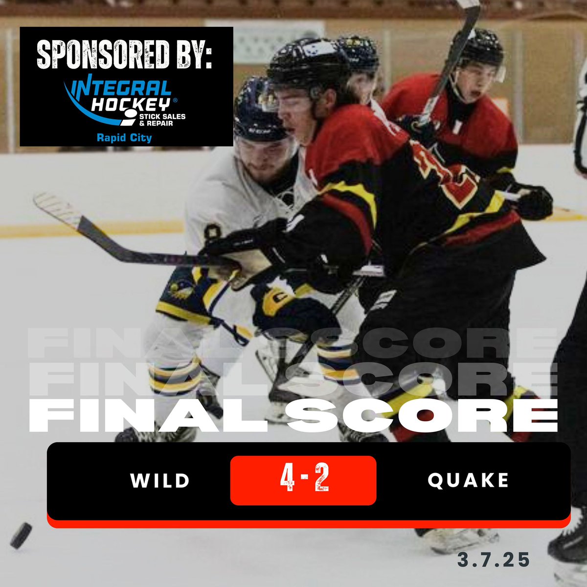 Great start to our closing weekend! We ended with a 4-2 win against the Yellowstone Quake! 

🚨
Fisher (3)
McGinn 

SOG: 
Gillette - 56
Yellowstone - 27

Make sure to watch us tomorrow night for our last game of the season!!