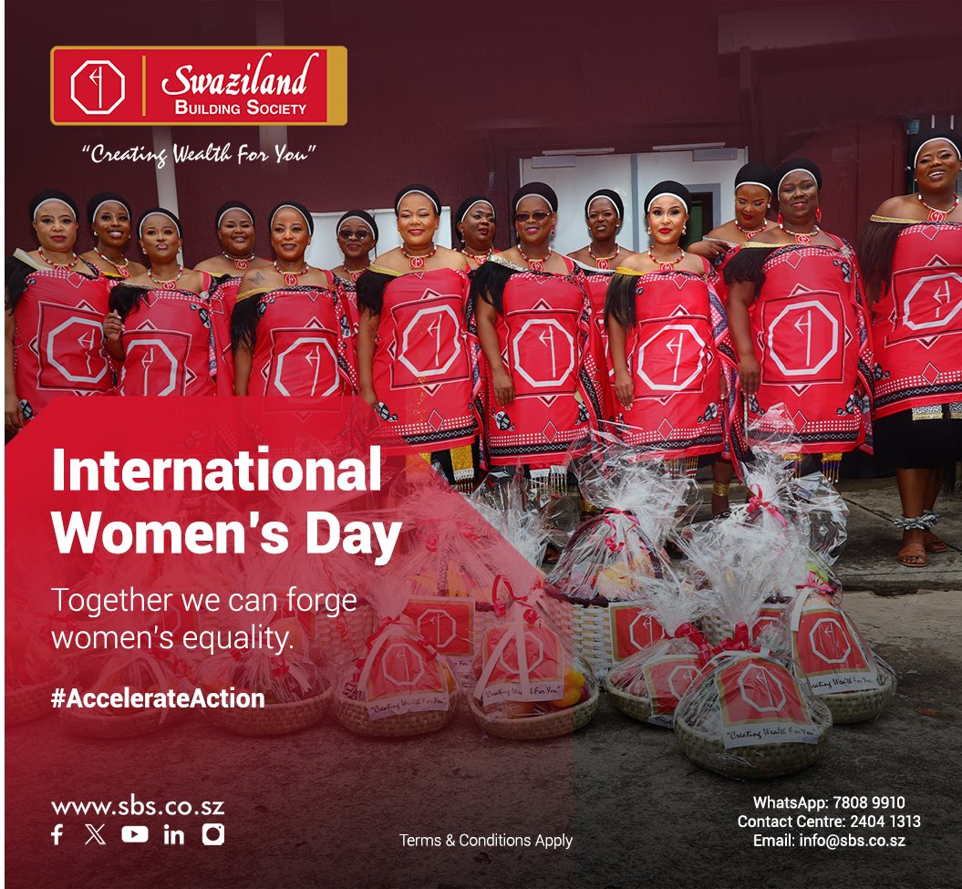 SBSswaziland's tweet image. At SBS we empower women to thrive in a diverse, equitable, and inclusive society. This #IWD2025, let’s celebrate women’s strength and commit to a future where differences are celebrated. Together, we can forge true equality💪🏾! 

#SBS #CreatingWealthForYou #AccelerateAction