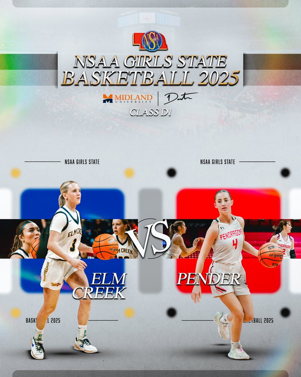 2025 NSAA Class D1 Girls State Basketball Championship – #2 Elm Creek (26-1) vs. #1 Pender (27-2)

📅 March 8
📍 Lincoln, NE
🏟️ Pinnacle Bank Arena
⏰ 9:00am
🎟️ bit.ly/3DmNWWl 🎟️
💼 Clear Bag Policy
📺&amp;💻 <a href="/NebPublicMedia/">Nebraska Public Media</a>

<a href="/danteboelhower/">Dante Boelhower</a> | <a href="/MidlandU/">Midland University</a> | #nebpreps