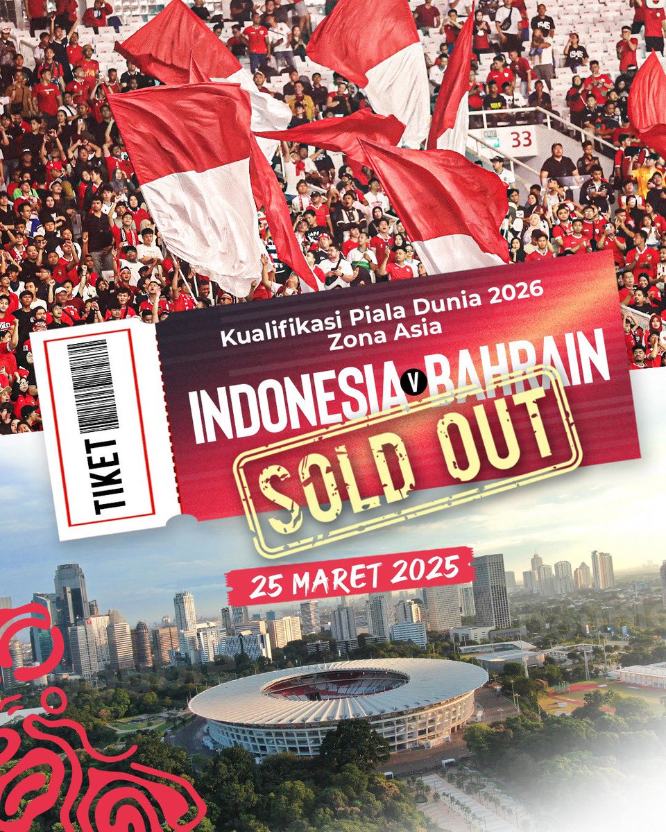 ✅ RESMI : Tiket laga Indonesia vs Bahrain (25 Maret) sudah TERJUAL HABIS.

Siap ciptakan 'teror' yang membuat lawan kena mental.. 😈