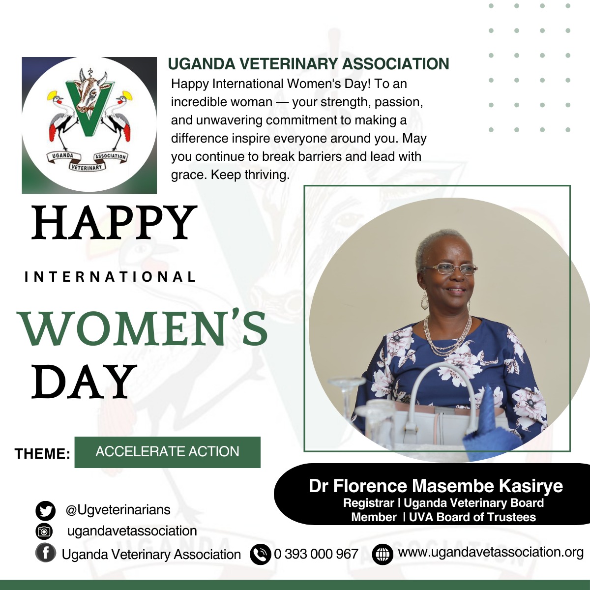 Strong women,who have uplifted the Veterinary profession. You are an inspiration to many and UVA honors your contributions on such a beautiful day. A happy one to you #WomensDay #WomensDay2025 #WomenInEnergy