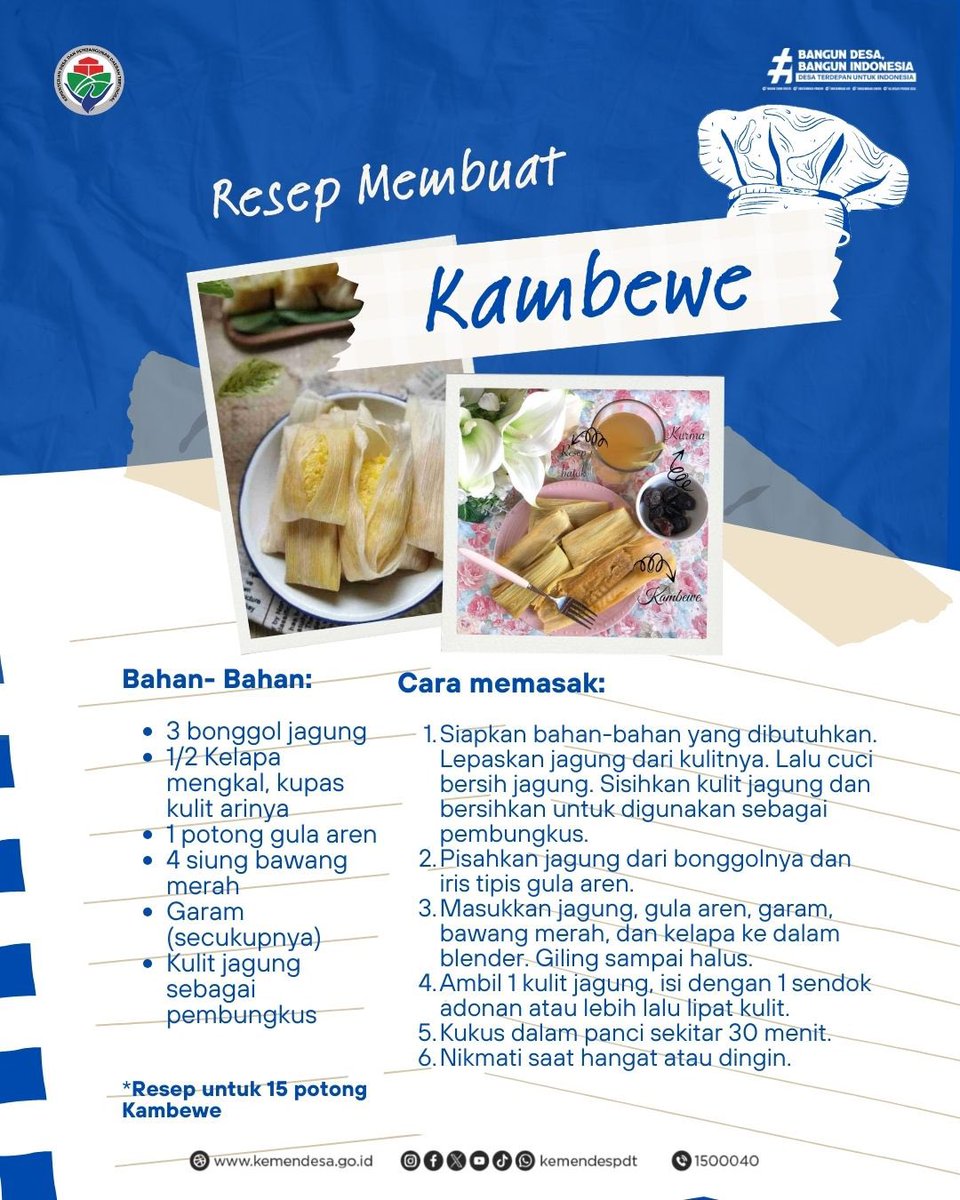 Bulan Ramadan identik dengan aneka takjil lezat yang menggugah selera! Kali ini, MinDes menghadirkan resep tradisional khas Nusantara yang bisa #SobatDesa coba di rumah. 

Menu Kambewe siap menemani berbuka #SobatDesa 🌽

Sudah coba buat takjil sendiri?