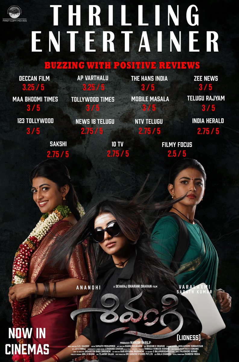 First Copy Movies (@firstcopymovies) on Twitter photo The Verdict is clear!
#Shivangi movie is getting Positive Reviews from the Critics & Audienceโค๏ธ
Experience this Thriller at your nearest theatres!
bit.ly/ShivangiTickets
@anandhiActress <a href="/varusarath5/">๐ฝ๐๐๐๐๐๐๐๐ ๐บ๐๐๐๐๐๐๐๐๐๐</a> <a href="/Bharanidp/">DEVARAJ BHARANI DHARAN</a> #NareshBabuP #AHKaashif <a href="/Teju_PRO/">Teju PRO</a> <a href="/RainbowMedia_/">Rainbow Media</a> <a href="/firstcopymovies/">First Copy Movies</a> The Verdict is clear!
#Shivangi movie is getting Positive Reviews from the Critics & Audienceโค๏ธ
Experience this Thriller at your nearest theatres!
bit.ly/ShivangiTickets
@anandhiActress <a href="/varusarath5/">๐ฝ๐๐๐๐๐๐๐๐ ๐บ๐๐๐๐๐๐๐๐๐๐</a> <a href="/Bharanidp/">DEVARAJ BHARANI DHARAN</a> #NareshBabuP #AHKaashif <a href="/Teju_PRO/">Teju PRO</a> <a href="/RainbowMedia_/">Rainbow Media</a> <a href="/firstcopymovies/">First Copy Movies</a>
