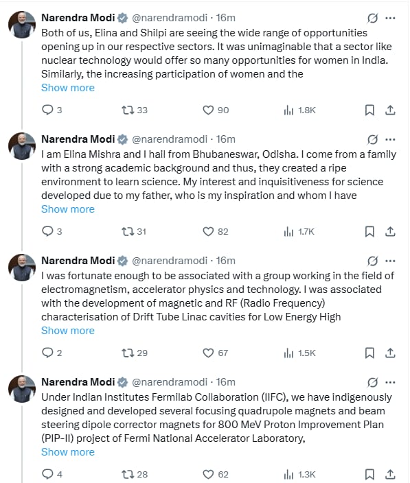 UpendrraRai's tweet image. PM @narendramodi posts, &quot;#SpaceTechnology, #NuclearTechnology and #WomenEmpowerment…We are #ElinaMishra, a #NuclearScientist and #ShilpiSoni, a space scientist and we are thrilled to be helming the PM’s social media properties on #WomensDay. Our message- India is the most…