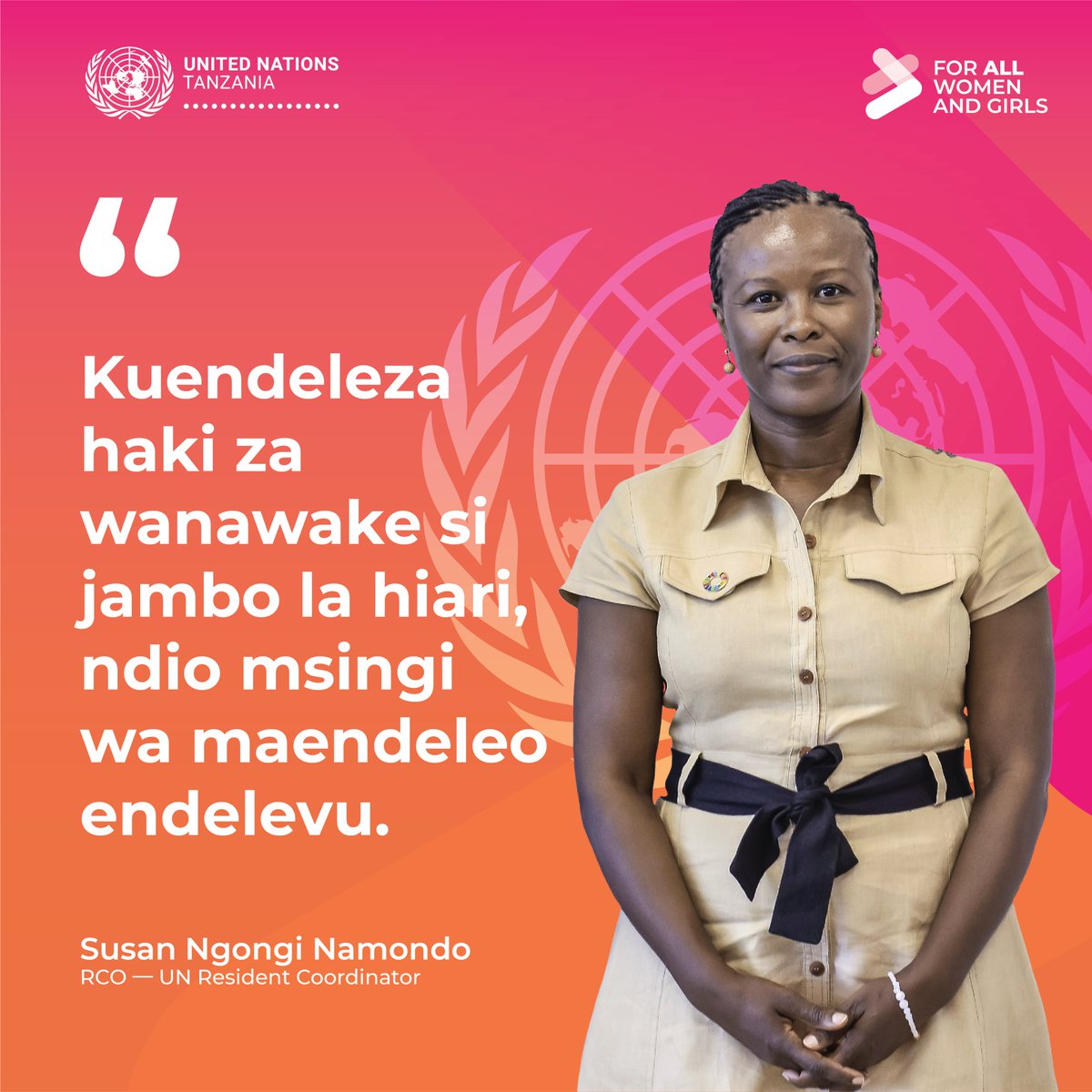 This International Women’s Day, the UN is commemorating the achievements of women and reaffirming our commitment to gender equality. Join us as we share inspiring quotes from leaders driving change! #IWD <a href="/SusanNamondo/">Susan Namondo Ngongi</a>