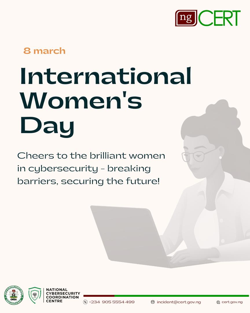 This International Women’s Day, be responsible for your safety!
-Secure your accounts with Multi-factor Authentication
-Stay alert for online scams by avoiding suspicious links
-Protect your identity &amp; privacy

#ngcert #staysafeonline #CyberSecurityAwareness