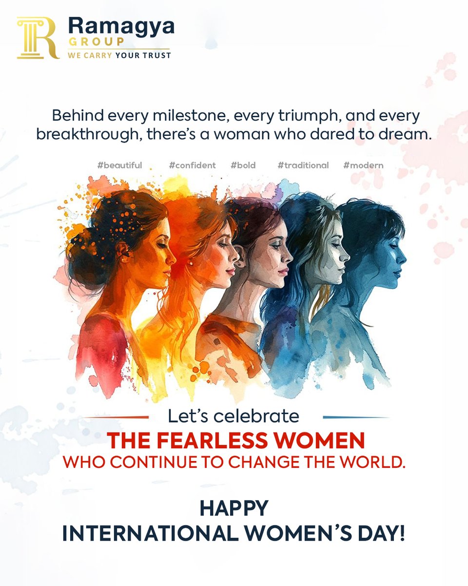 RamagyaGroup's tweet photo. Happy International Women’s Day!
At Ramagya Group, we celebrate the power, passion, &amp; perseverance of women who shape the world with their strength &amp; vision. Today, we honor the unstoppable spirit of every woman who dares to dream &amp; breaks barriers. https://t.co/q8cZA3eNhw