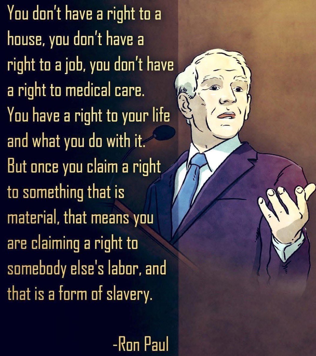 A “right” is something the government can’t *do to* you

It’s *not* something the government must take from others to give to you