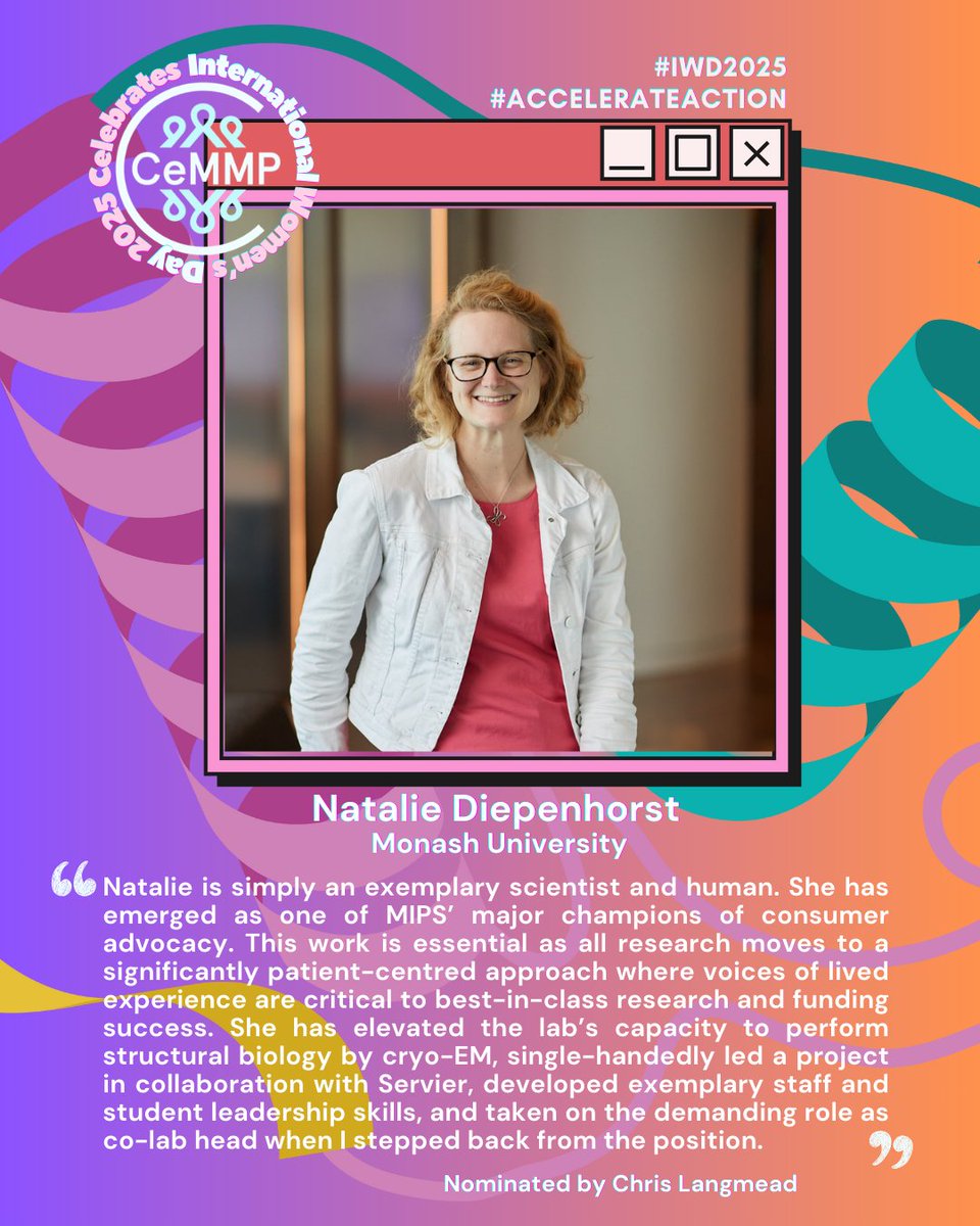 ARC CCeMMP (@ccemmp) on Twitter photo Next we have Natalie Diepenhorst <a href="/ndiepenhorst/">Natalie Diepenhorst</a> from Monash University. 👏
Stay tuned for more in our #CCeMMP #IWD25 series! 📷 #IWD2025 #WomenInScience #AccelerateAction
<a href="/arc_gov_au/">Australian Research Council</a>
<a href="/MIPS_Australia/">Monash Institute of Pharmaceutical Sciences</a> Next we have Natalie Diepenhorst <a href="/ndiepenhorst/">Natalie Diepenhorst</a> from Monash University. 👏
Stay tuned for more in our #CCeMMP #IWD25 series! 📷 #IWD2025 #WomenInScience #AccelerateAction
<a href="/arc_gov_au/">Australian Research Council</a>
<a href="/MIPS_Australia/">Monash Institute of Pharmaceutical Sciences</a>