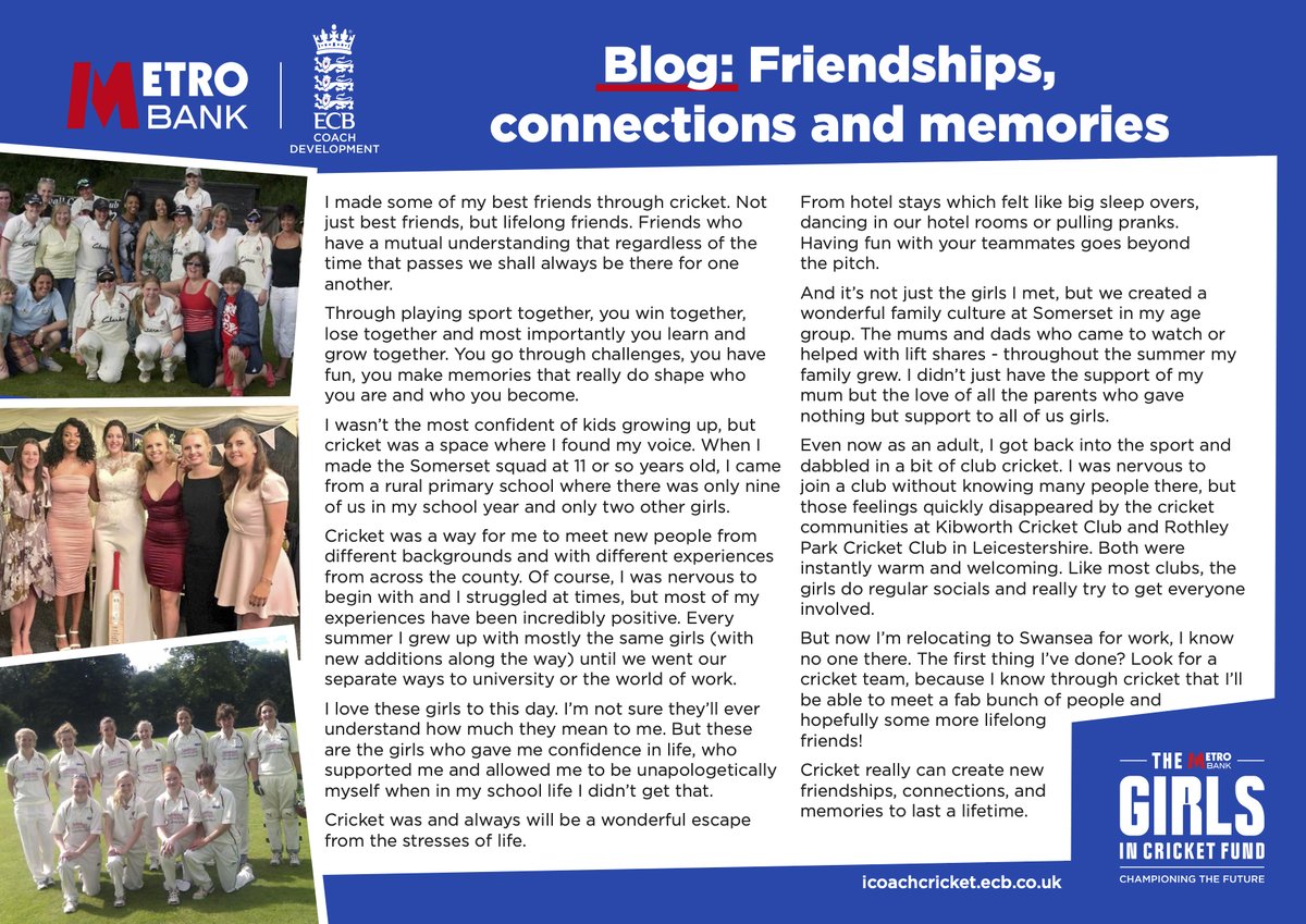 icoachcricket (@icoachcricket) on Twitter photo 🏏 Friendships, connections and memories
📱 On #InternationalWomensDay2025 check out <a href="/icoachcricket/">icoachcricket</a> for more resources dedicated to coaching girls in clubs developed in partnership with
<a href="/Metro_Bank/">Metro Bank</a> Girls in Cricket Fund
🔗 icoachcricket.ecb.co.uk/championing-th…
#coaching
#cricket 🏏 Friendships, connections and memories
📱 On #InternationalWomensDay2025 check out <a href="/icoachcricket/">icoachcricket</a> for more resources dedicated to coaching girls in clubs developed in partnership with
<a href="/Metro_Bank/">Metro Bank</a> Girls in Cricket Fund
🔗 icoachcricket.ecb.co.uk/championing-th…
#coaching
#cricket