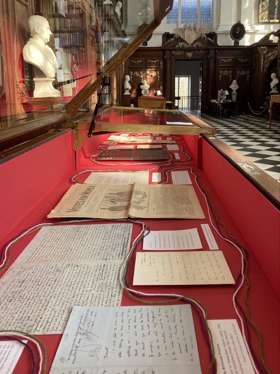 TrinCollLibCam's tweet image. Happy International Women's Day! 💜🤍💚
Here's a sneak peak at our #IWD2025 pop-up exhibition as final touches are added before opening this morning. Library Assistant, Liz, is looking vibrant in her suffragette colours!
We are open 10:30am-12:30pm today. Come and say hello!
