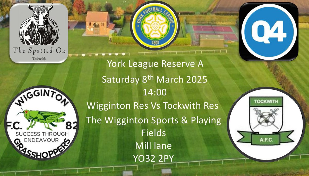 Tockwith AFC (@tockwithafc) on Twitter photo Both teams in action today. 1s host <a href="/Dunnofc/">Dunnington FC</a> while the 2s travel to <a href="/WGFC82_seniors/">Wigginton GH FC</a>
Both games are 2pm KOs Both teams in action today. 1s host <a href="/Dunnofc/">Dunnington FC</a> while the 2s travel to <a href="/WGFC82_seniors/">Wigginton GH FC</a>
Both games are 2pm KOs