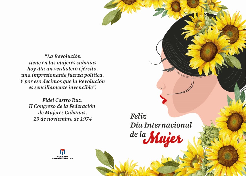 En el Día Internacional de la Mujer, celebramos la valentía y el inquebrantable espíritu de las cubanas, vencedoras de imposibles, guerreras del presente, arquitectas del futuro. En cada paso que dan, con su obra enorgullecen a la Patria. ¡Felicidades!

#MujeresEnRevolución