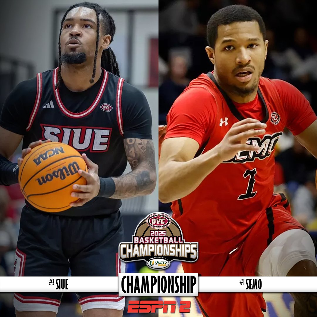Ohio Valley Conference (@ovcsports) on Twitter photo 𝗖𝗛𝗔𝗠𝗣𝗜𝗢𝗡𝗦𝗛𝗜𝗣 𝗚𝗔𝗠𝗘🏆
<a href="/SEMOMBB/">SEMO Men’s Basketball</a> 🆚 <a href="/SIUEMBB/">SIUE Hoops</a>
🕒8:00pm (CT)
🏟 Ford Center
📺 ESPN 2
🔗bit.ly/4bCqHnN 𝗖𝗛𝗔𝗠𝗣𝗜𝗢𝗡𝗦𝗛𝗜𝗣 𝗚𝗔𝗠𝗘🏆
<a href="/SEMOMBB/">SEMO Men’s Basketball</a> 🆚 <a href="/SIUEMBB/">SIUE Hoops</a>
🕒8:00pm (CT)
🏟 Ford Center
📺 ESPN 2
🔗bit.ly/4bCqHnN