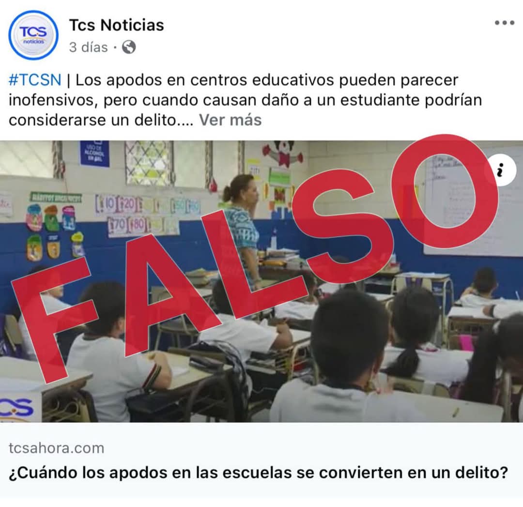 SanSivarInfo's tweet photo. “Ley Antiapodos” no existe.
La Fiscalía informo en sus redes sociales que la información que circula en medios de comunicación sobre la supuesta criminalización del uso de apodos en las escuelas es falsa
El Código Penal salvadoreño no considera delito.
#fake #apodo #delito https://t.co/tXzsNLASas