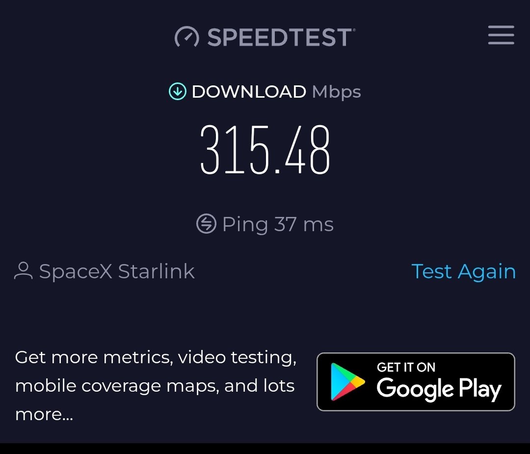 KidmanReid's tweet photo. 12 months of convincing, finally got my parents to get on board with Elon. I'm pretty well always in the mid 200's so when I did a speedtest it looks like I was underselling it by some way! It's hard to comprehend the impact he'd have had across the world with it #Starlink #fast https://t.co/31eXZP8dpS