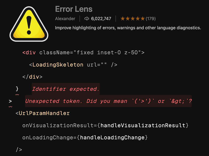 aidenybai's tweet image. Error Lens for vscode displays errors inline to your code