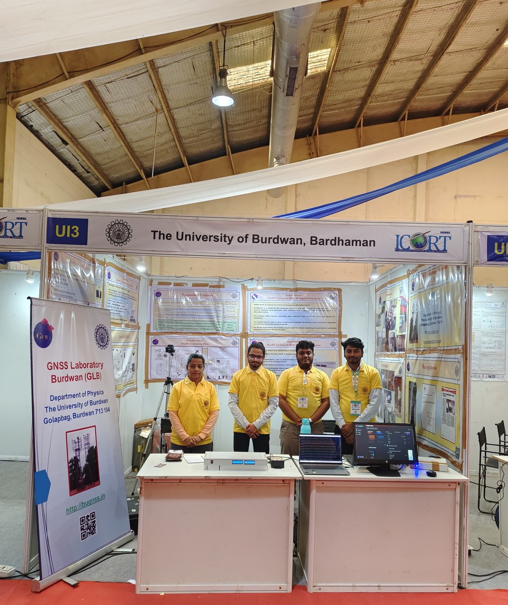 dranibose's tweet photo. Reserachers from GNSS Lab @GLB, Dept of Physics, The University of Burdwan @UoB_official are showcasing #NavIC and #GNSS applications in exhibition, Int Conf Range Tech (#ICORT2025) at @DRDO_India -ITR, Chandipur, 6-8 March 2025.✌️@ISRO #RTK #position #time https://t.co/nHVRJgQcGN