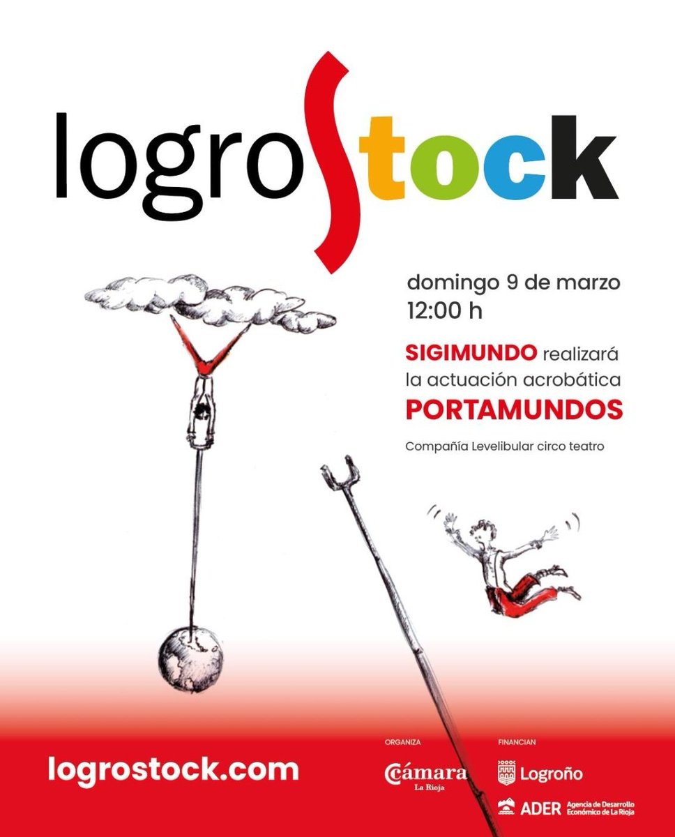 No te pierdas mañana 9 de marzo la actuación acrobática de SIGIMUNDO en LOGROSTOCK!!

📍 Paseo de El Espolón | 7, 8 y 9 de Marzo.

logrostock.com

#logrostock2025 #logrostockXXIIIedicion #AyuntamientoLogroño #camararioja #Ader