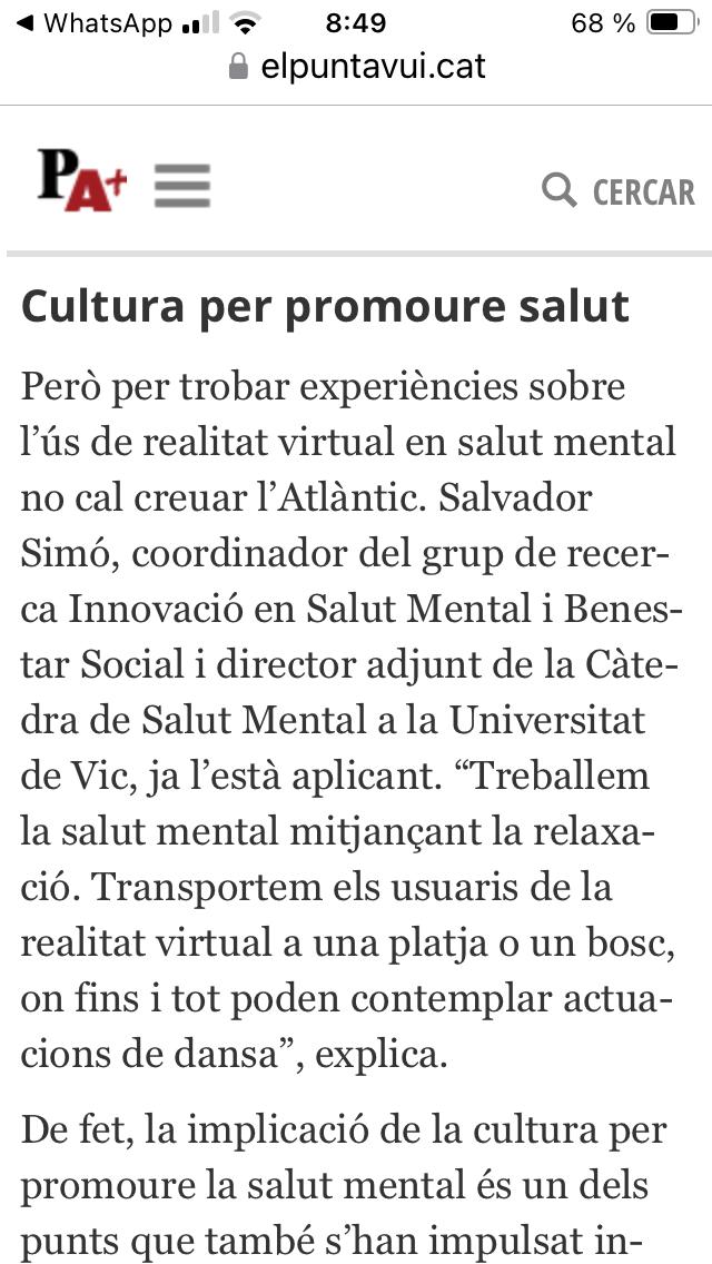 Parlem de cultura i salut mental al Punt Avui <a href="/UDivulga/">UDivulga</a> <a href="/UVic_CESS/">UVic_CESS</a> <a href="/UVic_FCSB/">Facultat de Ciències de la Salut i el Benestar</a> <a href="/u_medicina/">Facultat de Medicina UVic-UCC</a> <a href="/SALVADORSIMO/">SALVADOR SIMÓ ALGADO</a>