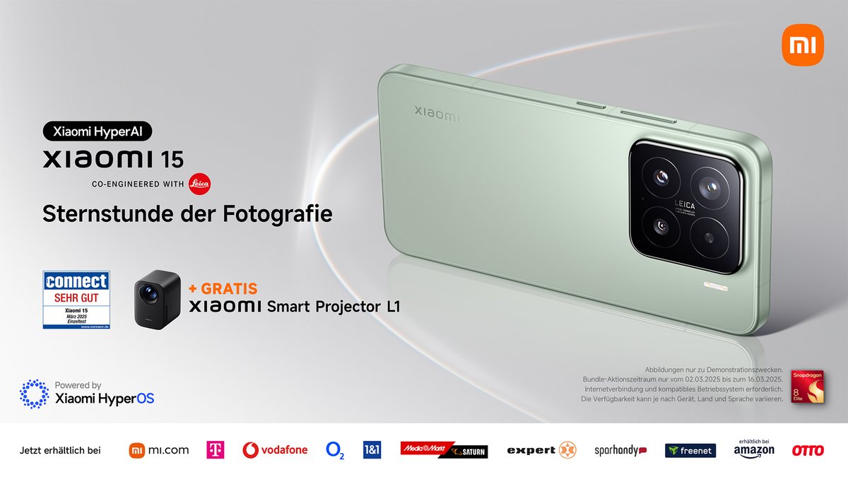 XiaomiDE's tweet image. Das #Xiaomi15 und der #XiaomiSmartProjectorL1 – perfektes Duo für atemberaubende Aufnahmen und großes Kino. Jetzt im exklusiven Bundle sichern! ✨

🔗 s.mi.com/VUHgj942