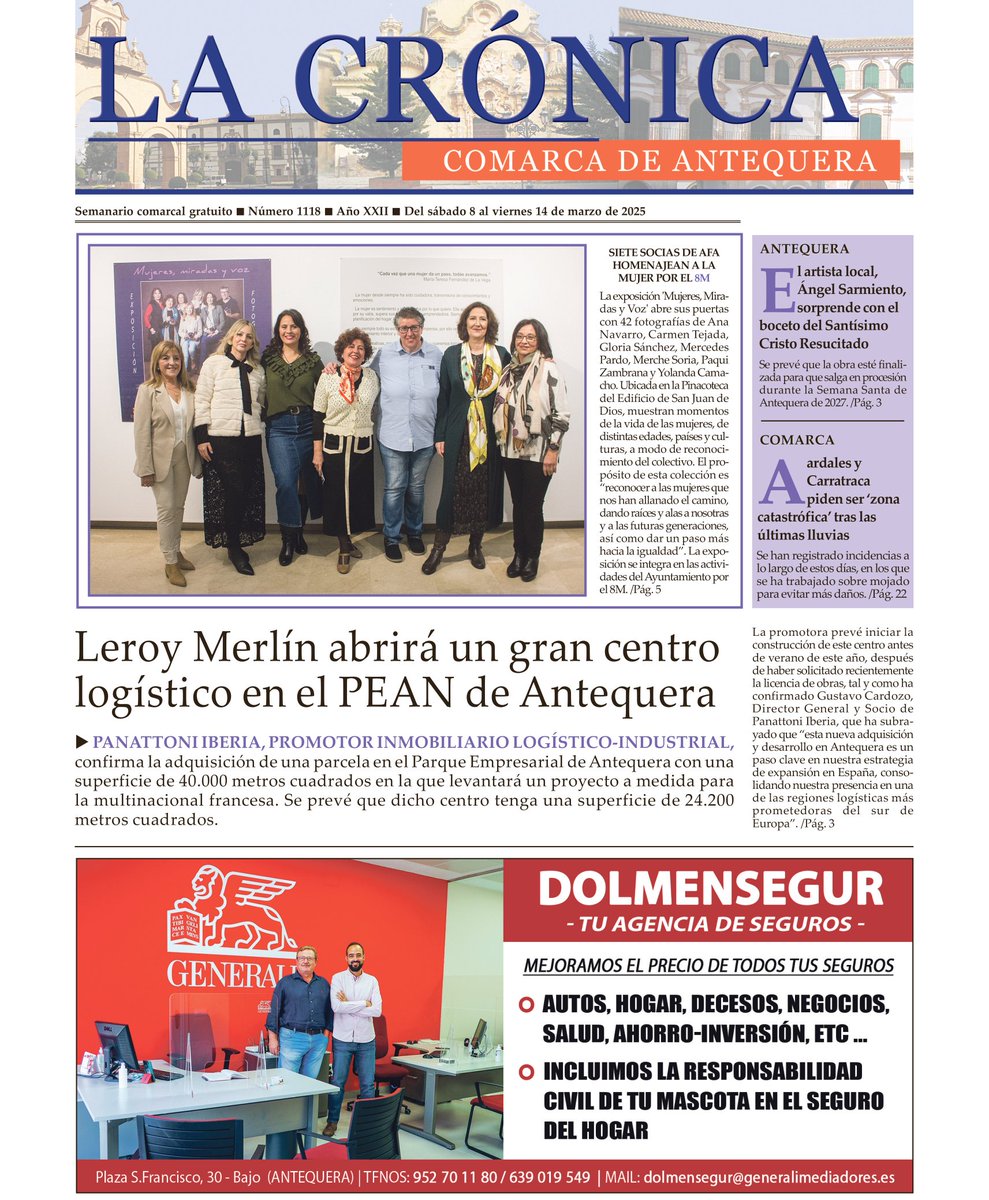 lacronica_atq's tweet photo. Buenos días

Ya está disponible para leer nuestro periódico de esta semana con fecha de hoy, sábado 8 de marzo de 2025, con todo lo más relevante sucedido y por suceder en #Antequera y los municipios de la comarca

▶️ Puedes acceder a él pinchando en uno de estos enlaces:
https://t.co/OTfMPBjm4X
https://t.co/i58Bhoc9sr
https://t.co/D43HNs1WCw