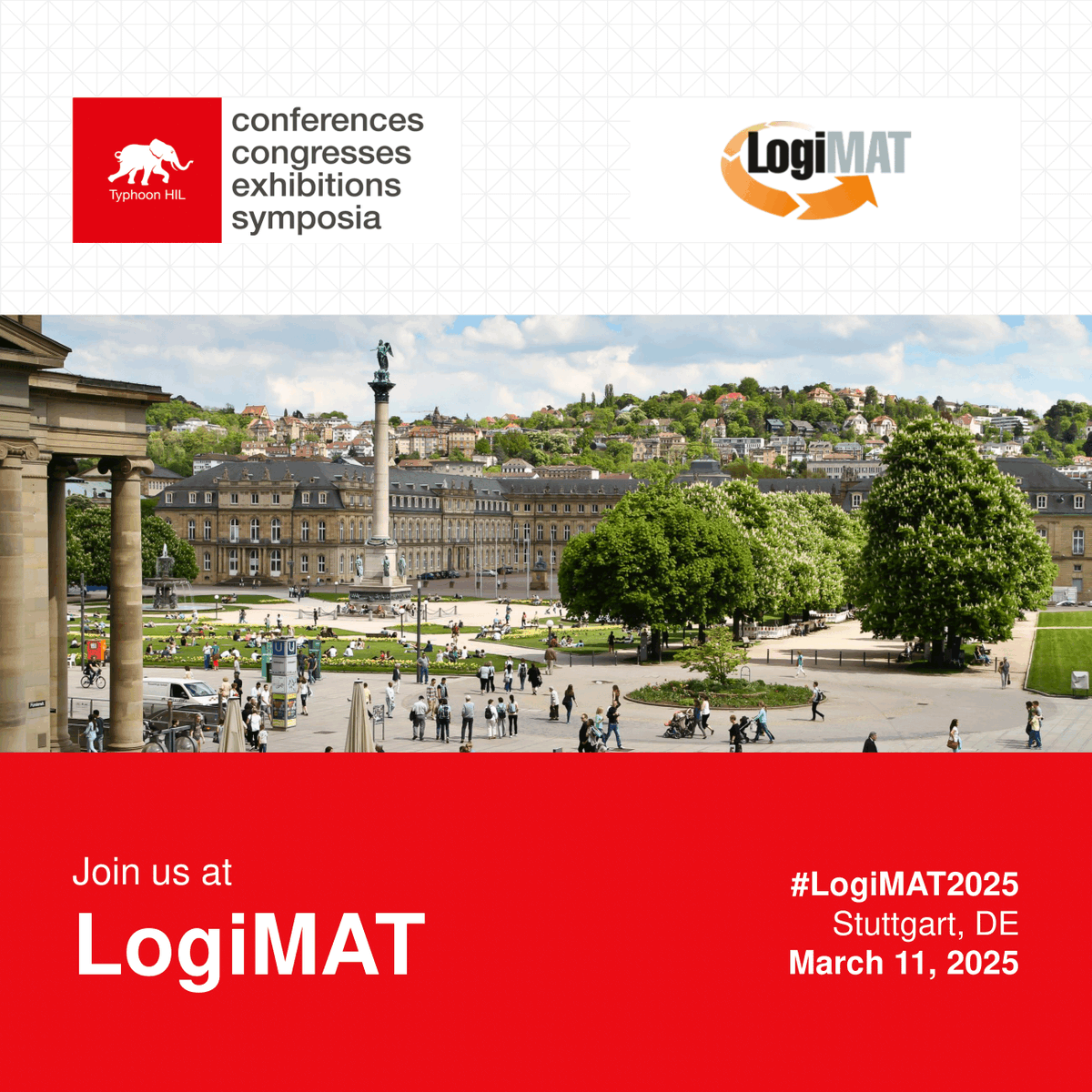 TyphoonHIL's tweet image. Joins us at @LogiMATDaily on March 11 in Stuttgart, Germany! Reach out to our team to schedule a meeting in advance, they would happily discuss how our HIL solutions can compliment your work. #PowerElectronics #HIL #HILTechnology