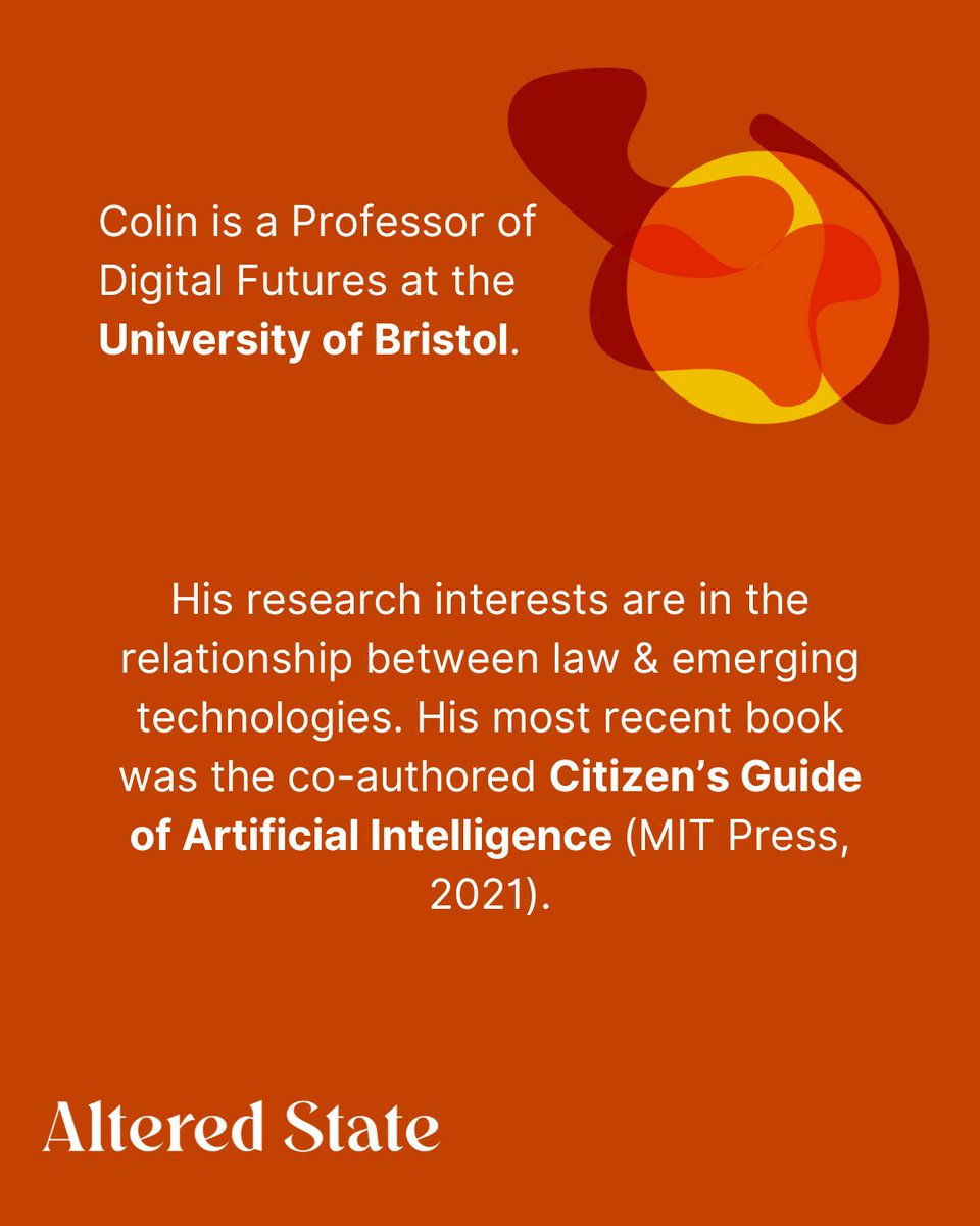Altered State (@altered___state) on Twitter photo MEET THE PANEL 2/4 for BEWARE THE IDES OF MUSK - TIME TO PUT THE BRAKES ON ELON?
<a href="/ColinGavaghan/">Colin Gavaghan</a> prof of digital futures at <a href="/BristolUniLaw/">Bristol Law School</a>
Match 27 <a href="/HenAndChicken/">Hen&Chicken-Bristol</a>
Tickets incl student discounts headfirstbristol.co.uk/checkout/alter…
#bristoltalks #talks #whatsonbristol #bristolevents MEET THE PANEL 2/4 for BEWARE THE IDES OF MUSK - TIME TO PUT THE BRAKES ON ELON?
<a href="/ColinGavaghan/">Colin Gavaghan</a> prof of digital futures at <a href="/BristolUniLaw/">Bristol Law School</a>
Match 27 <a href="/HenAndChicken/">Hen&Chicken-Bristol</a>
Tickets incl student discounts headfirstbristol.co.uk/checkout/alter…
#bristoltalks #talks #whatsonbristol #bristolevents