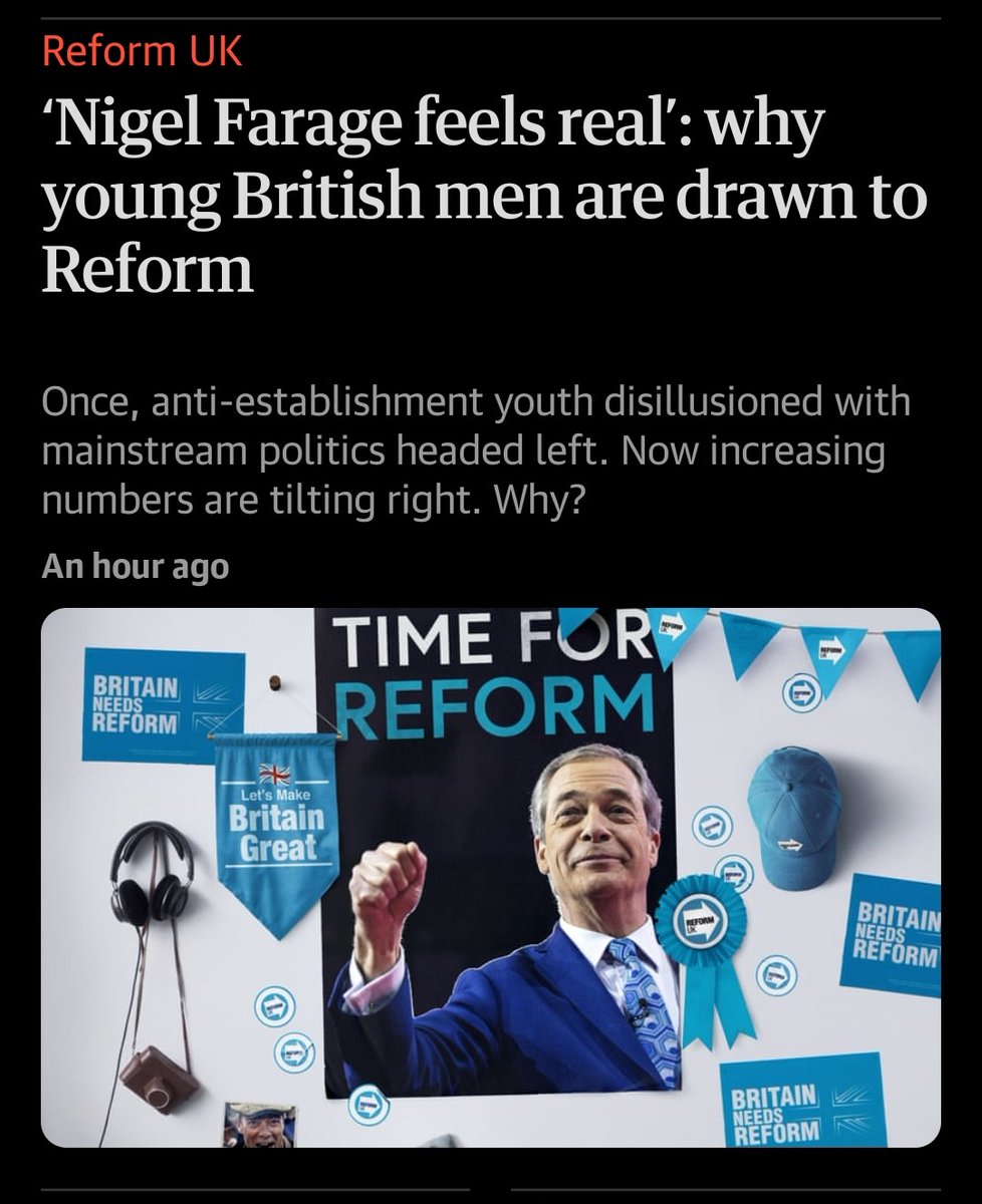 Nothing on young women turning to the left in even greater numbers? I guess for the Guardian, only reactionary men have political agency.