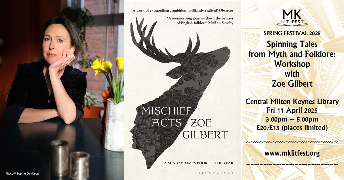 Zoe will be at Milton Keynes Lit Fest on 11th April, for a workshop on writing new stories drawing from the contrasting wells of myth and folklore. Details and booking here: mklitfest.org/spinning-tales #WritingCommunity