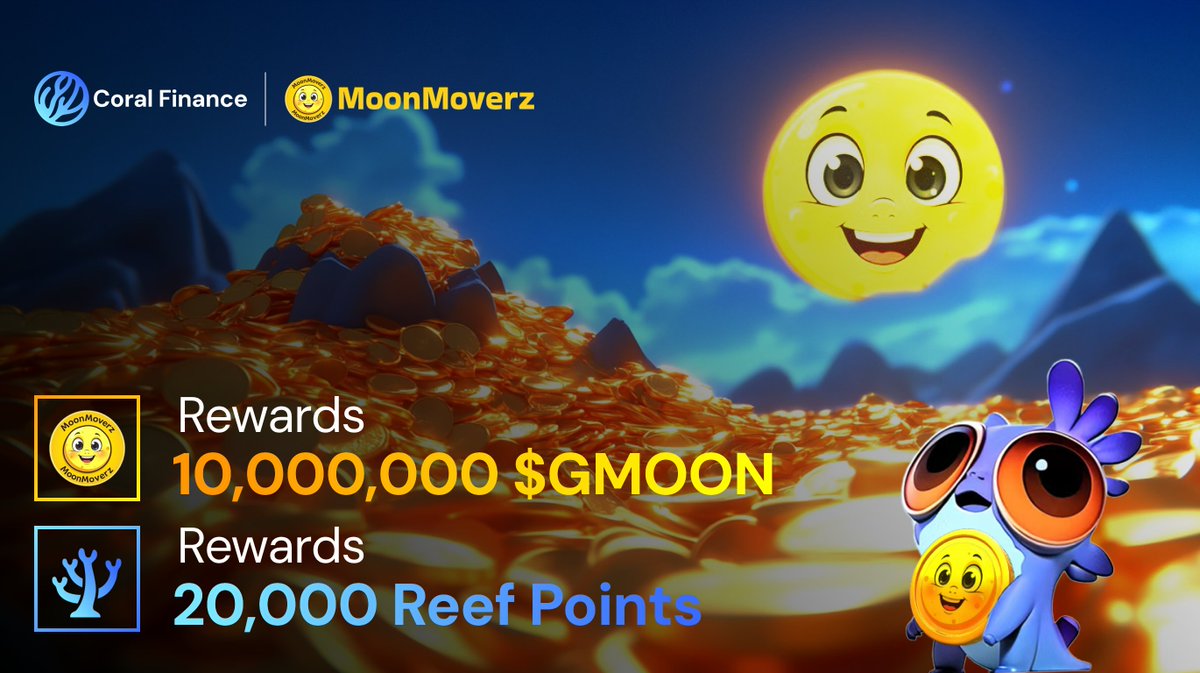 Gmove！The exciting giveaway event with Movement partner <a href="/MoonMoverz/">Moon Moverz 🌚🌝</a>. 

Complete tasks and share 10,000,000 $MOON and 20,000 Reef Points for 20 lucky guys!

1️⃣ Follow <a href="/MoonMoverz/">Moon Moverz 🌚🌝</a> and <a href="/Coral_Finance/">Coral Finance🪸</a>
2️⃣ RT, Like, and @ 3 frens
3️⃣Leave your aptos address

⏰March 8th 9AM - March