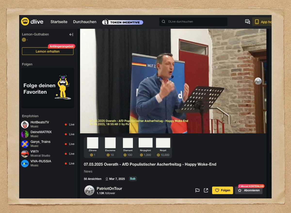 Klarmann's tweet image. #AfD hat gestern im Kulturbahnhof in #Overath bei #Köln einen &quot;populistischen Ascherfreitag&quot; abgehalten. Livestream liefert die rechtsradikale &amp;amp; verschwörungsideologische YouTuberin Yennyfer I. (▶️ kurzelinks.de/lef5) aus #Düren.