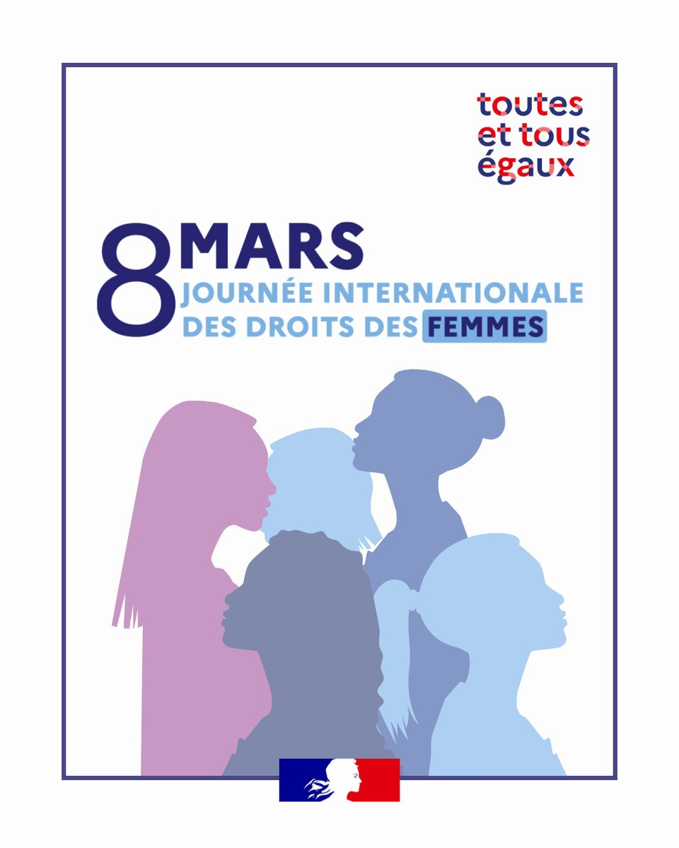 #8Mars | La Journée internationale des droits des femmes est l'occasion de réaffirmer notre engagement pour faire avancer les droits des femmes partout, tout le temps.
📢 L’égalité entre les femmes et les hommes se construit chaque jour, dans tous les domaines : éducation,