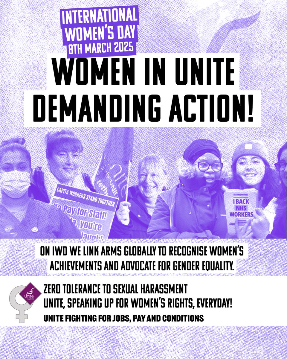 💪 Women need strong trade unions, dedicated to equality. We deserve quality jobs. And we demand a society free of discrimination. 

✊ As women, let's fight for this together.

Join Unite today 👉 join.unitetheunion.org
 
#IWD2025