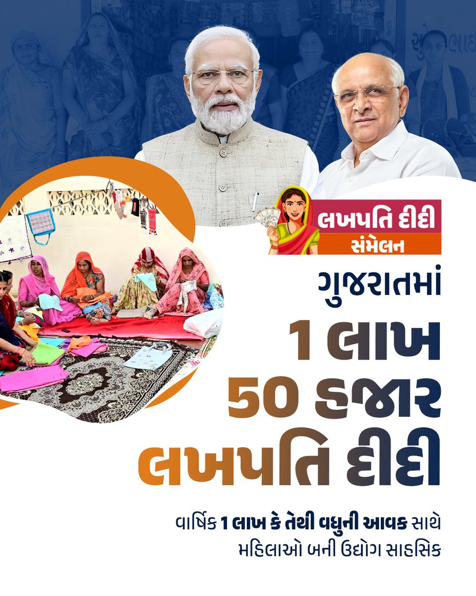 વિકાસમાં મહિલાઓની ભાગીદારી...

ગુજરાતમાં 1 લાખ 50 હજાર લખપતિ દીદી, વાર્ષિક 1 લાખ કે તેથી વધુની આવક સાથે મહિલાઓ બની ઉદ્યોગ સાહસિક...

#PMinGujarat 
#PMinGujaratVAL