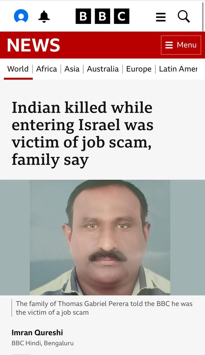jonsac's tweet image. What a surprise! @BBCNews strikes again. 

Image one is how they originally headlined the article about an Indian man killed in Jordan after he went there for a job scam. 

Image two is how they changed it after people complained about their repeated anti-Israel twisting of news.…