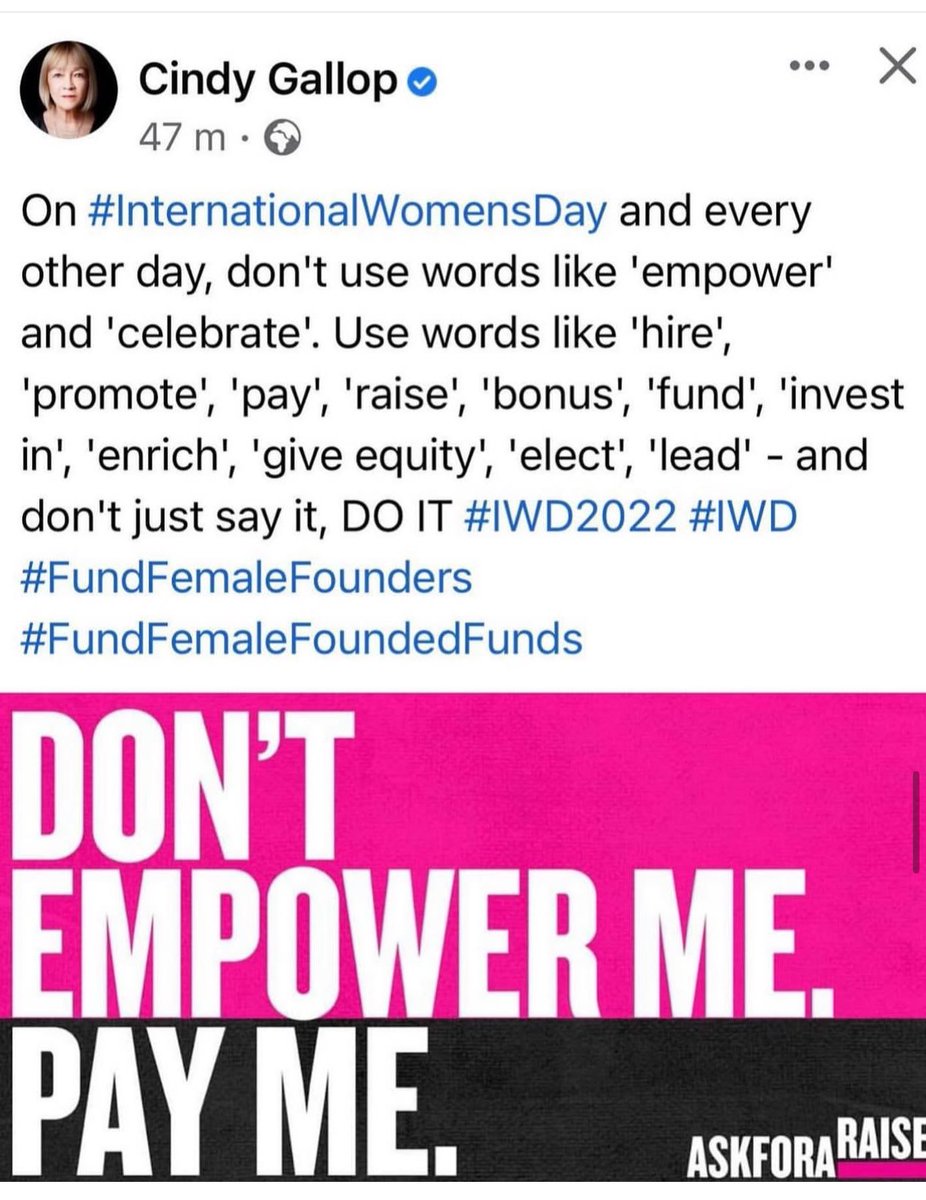 Erefa Coker (@erefs) on Twitter photo Happy International Women’s Day! The only acceptable ‘Accelerate Action ‘that matters most to women in the words of <a href="/cindygallop/">cindygallop.eth</a> is ; Happy International Women’s Day! The only acceptable ‘Accelerate Action ‘that matters most to women in the words of <a href="/cindygallop/">cindygallop.eth</a> is ;