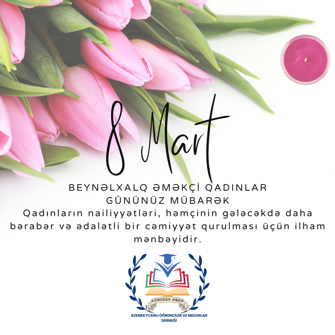 8 Mart Beynəlxalq Qadınlar Günü münasibətilə bütün qadınları təbrik edirəm! Tarixin kökündə qanla yazılmış bu əlamətdar gündə, bütün xanımlarımıza hüquqlarının tam təmin edildiyi, cinsiyyətindən asılı olmayaraq heç bir əngəlin olmadığı bir cəmiyyət arzu edirəm. Hər bir qadın, öz