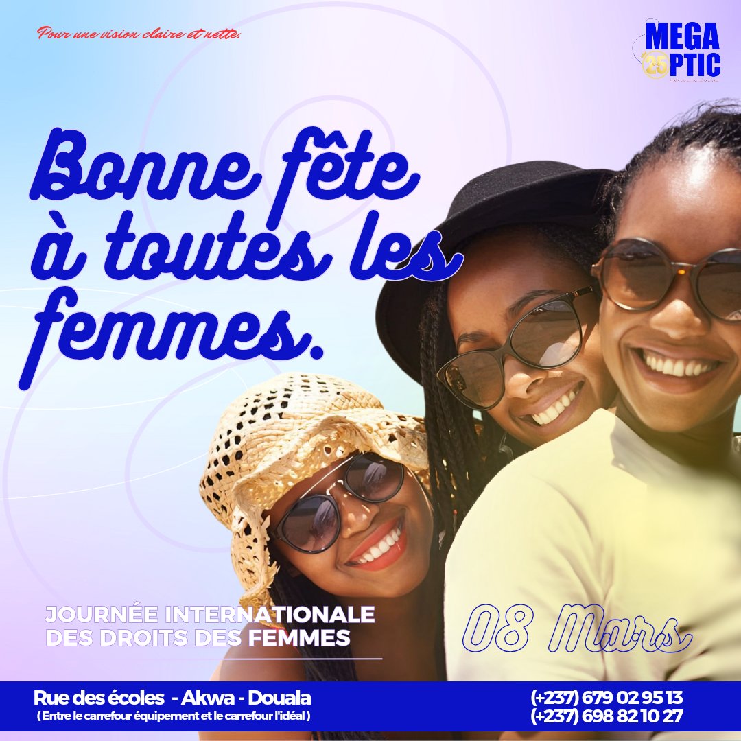 megaopticcamer's tweet photo. 𝗕𝗢𝗡𝗡𝗘 𝗙𝗘̂𝗧𝗘 𝗔̀ 𝗧𝗢𝗨𝗧𝗘𝗦 𝗟𝗘𝗦 𝗙𝗘𝗠𝗠𝗘𝗦 👸🏿
En cette journée internationale des droits de  la femme, nous tenions à montrer toute notre immense considération toutes les femmes en leur rappelant que c'est avec elles que le monde devient meilleur. 😊 
#WomensDay https://t.co/i9PLQOwOTw