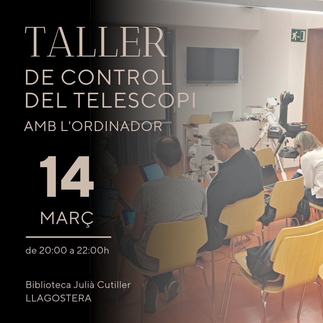 El proper divendres farem una nova edició del Taller de control del telescopi amb l’ordinador.

Inscripcions i més info aquí: astrogirona.cat/2025/02/06/tal…