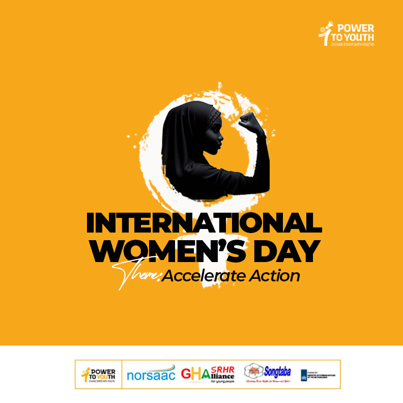 This #InternationalWomensDay, we celebrate under the theme #AccelerateAction — honoring the strength, resilience, and achievements of women  everywhere. Let’s create a world where every woman feels valued and included. 
<a href="/norsaac/">Norsaac</a>  <a href="/TheGHAlliance/">Ghana SRHR Alliance for Young People</a> <a href="/SongtabaNGO/">Songtaba</a> #IWD2025 #WomensDay