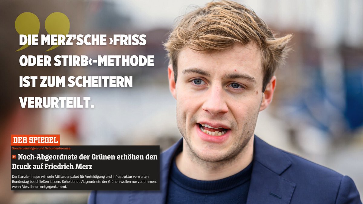 Von „keine neuen Schulden“ zur Rekordverschuldung – in nur wenigen Tagen.
Merz blockierte jahrelang jede Reform der Schuldenbremse. Jetzt, direkt nach der Wahl, will er plötzlich ein gigantisches Schuldenpaket durchboxen. Warum das aber am Praxis-Check scheitern könnte: 🧵(1/7)