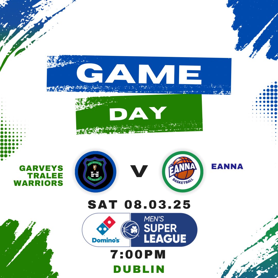🏀 GAMEDAY ALERT! 🏀

GARVEYS Tralee Warriors are on the road to Dublin to face Éanna at 7PM!

Kerry people in Dublin – we need you! 📣 Head to Coláiste Éanna and bring the noise! Let’s go Warriors! 💙🖤💚 

#TraleeWarriors #WarriorsNation #PlayoffPush
