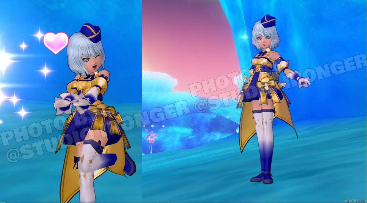 #DQ10 
マイトレイユさんが「新しいショップ衣装のリボンスターでドレアしたー」と写真を送ってきました。
マ「モチーフあるんだけど、わかる？」
私「生足じゃないけど、キュアエトワールだな」
マ「なぜ即答できるん」