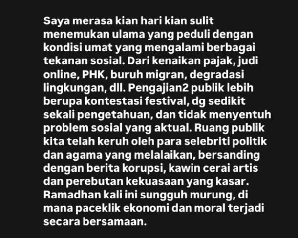 MurtadhoRoy's tweet image. Seorang sahabat, kiai muda, sekaligus penyair, mengirim tulisan seperti ini. Bingung jawabnya. Hanya bisa termenung.