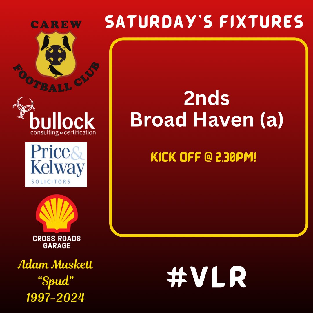 Today’s fixture ⚽️ No game for the 1sts but the 2nds are on the road! Good luck lads! 🔴🟡⚫️ #VLR