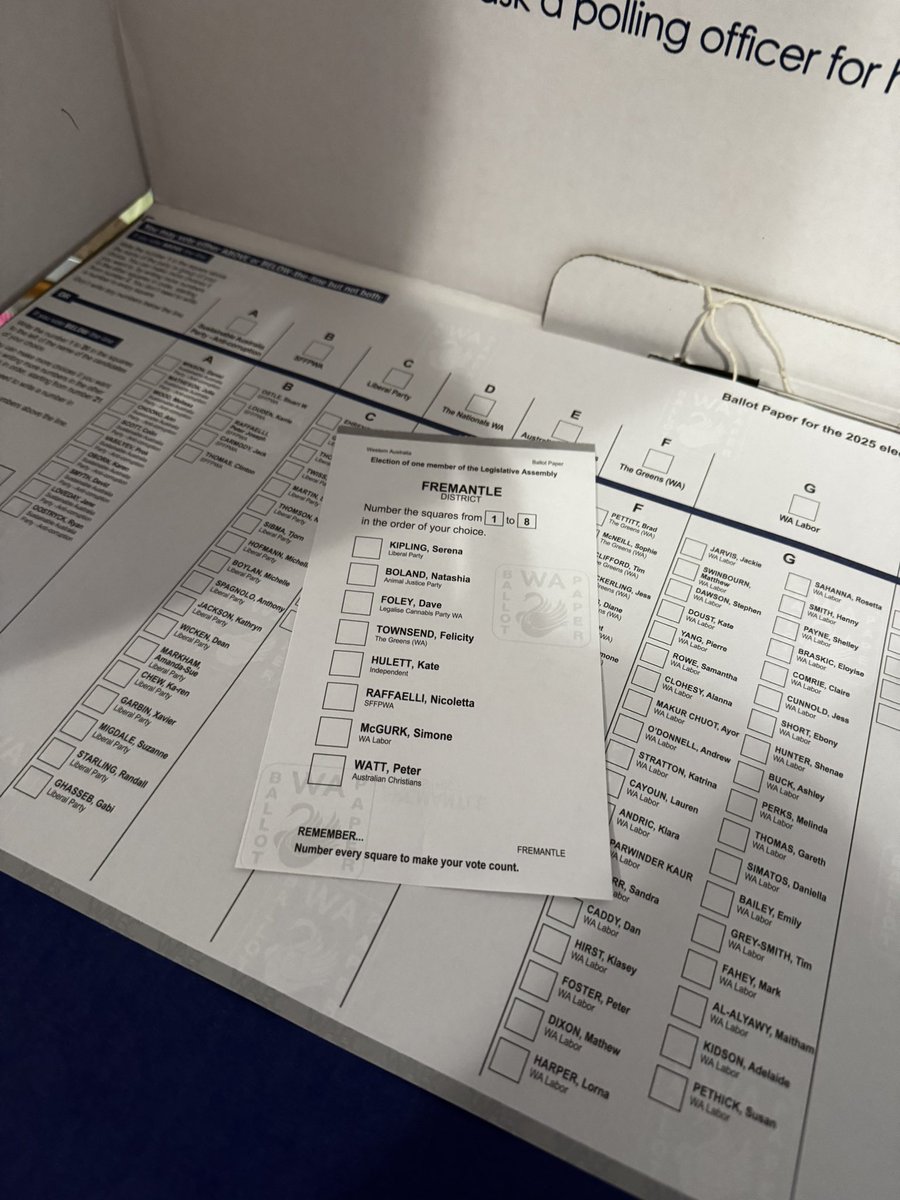 jtwnz's tweet photo. Success! Just made it before 6:00pm.

Still a massive line outside the polling place (probably about an hour’s worth). Staff are doing an amazing job though.

#WAvotes2025 #WAvotes #democracy #WAelection #WAElection2025 #wapol #auspol https://t.co/SWff4LFrQt