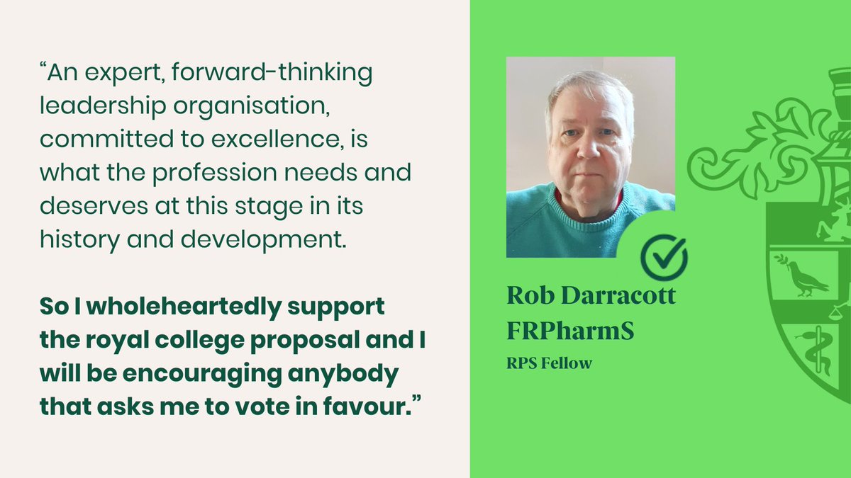 We have gathered the stories and perspectives of individuals from across the pharmacy community in Great Britain on the RPS proposals for change and ambition to become a royal college.
 
Explore Rob Darracott’s here: ow.ly/JtHx50VcRPT #RPSVote