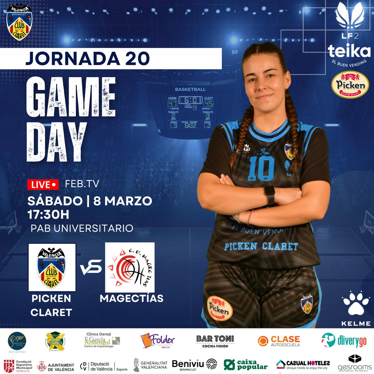 🔥Game day🔥
🏆 Liga femenina 2
🆚️ <a href="/magectias1995/">Magec Tías</a>
⏰️ 17.30 horas
🏟 Pabellon UV
🎥 febTV 
🎟 entrada gratuita 
#goPickenclaret #orgulloAmarillo #jueganellasganamostodos